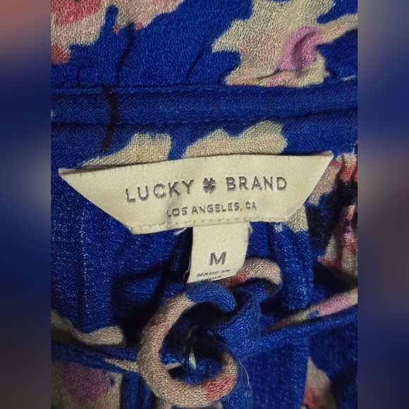 Lucky Brand Floral Boho Cold Shoulder Peasant Tunic, Medium - Picture 3 of 3